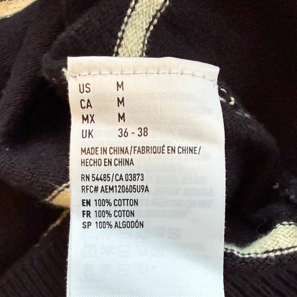 American Eagle Vintage Classic Women’s Navy Striped Sweater 100% Cotton Size M - Picture 4 of 6